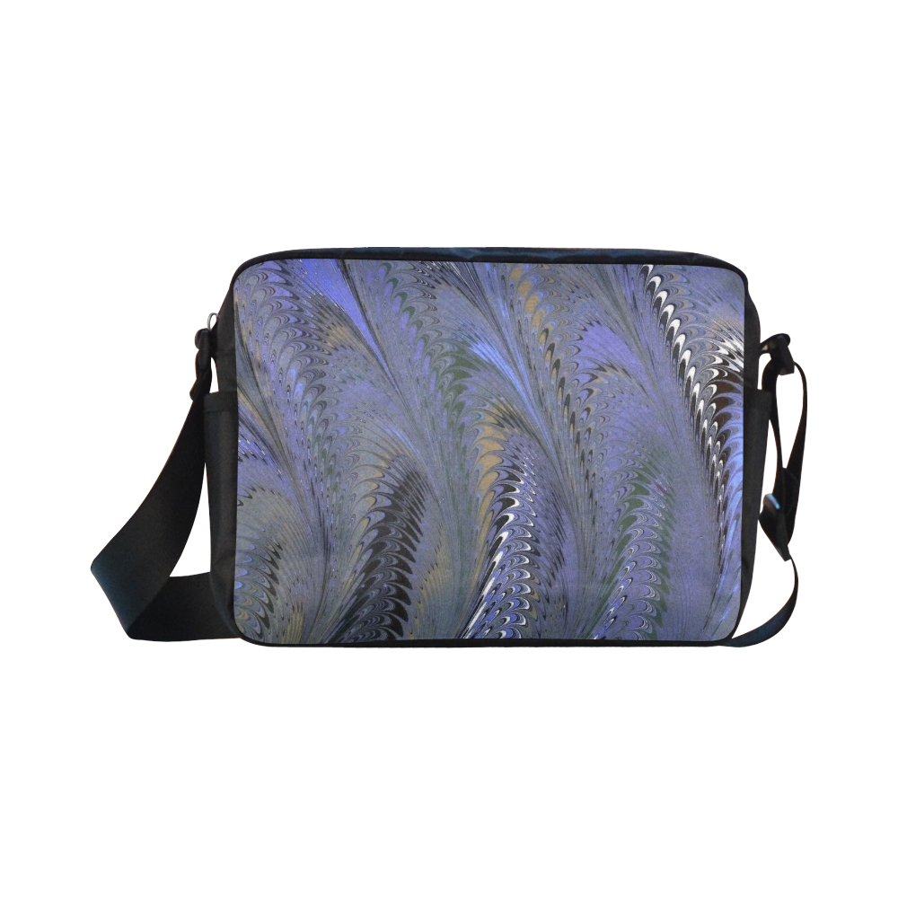 Retro Marbleized Waves Periwinkle Blue Classic Cross-body Nylon Bags (Model 1632)
