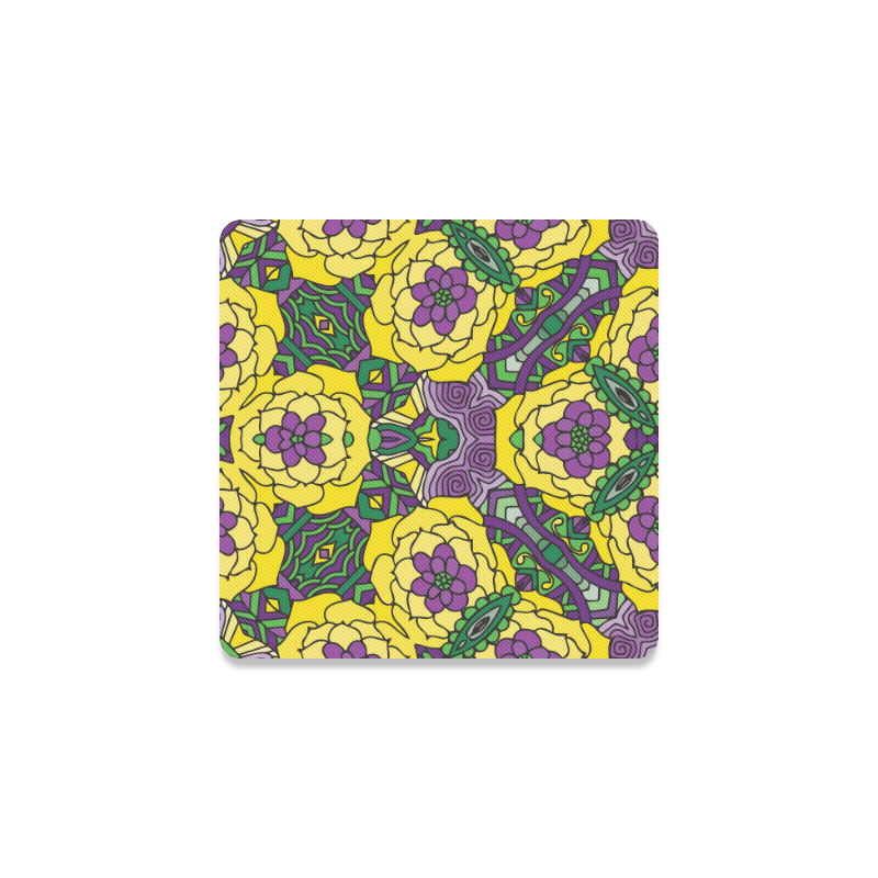 Mariager, Mardi Gras yellow purple green Square Coaster