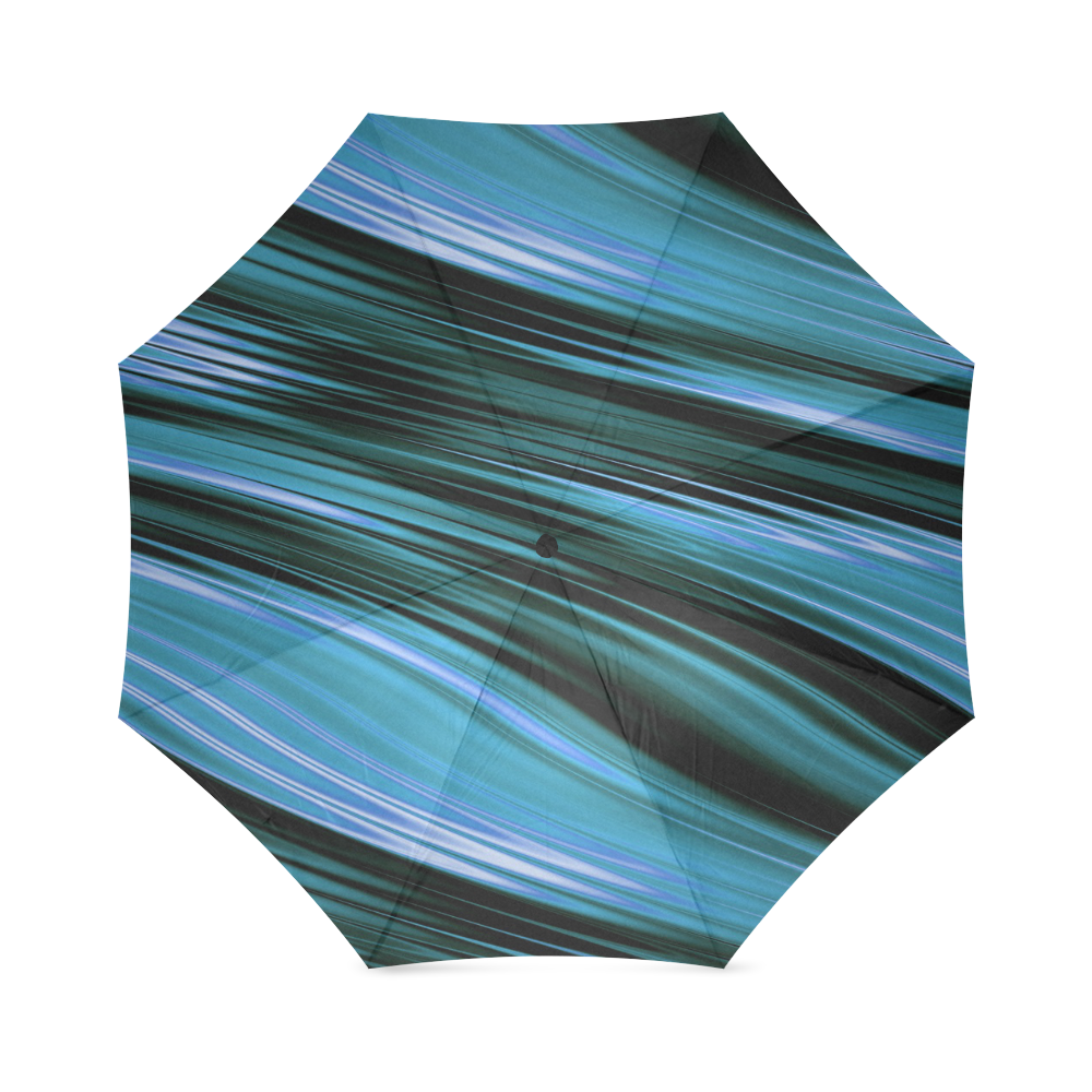 Aqua Blue Black Wave Foldable Umbrella (Model U01)