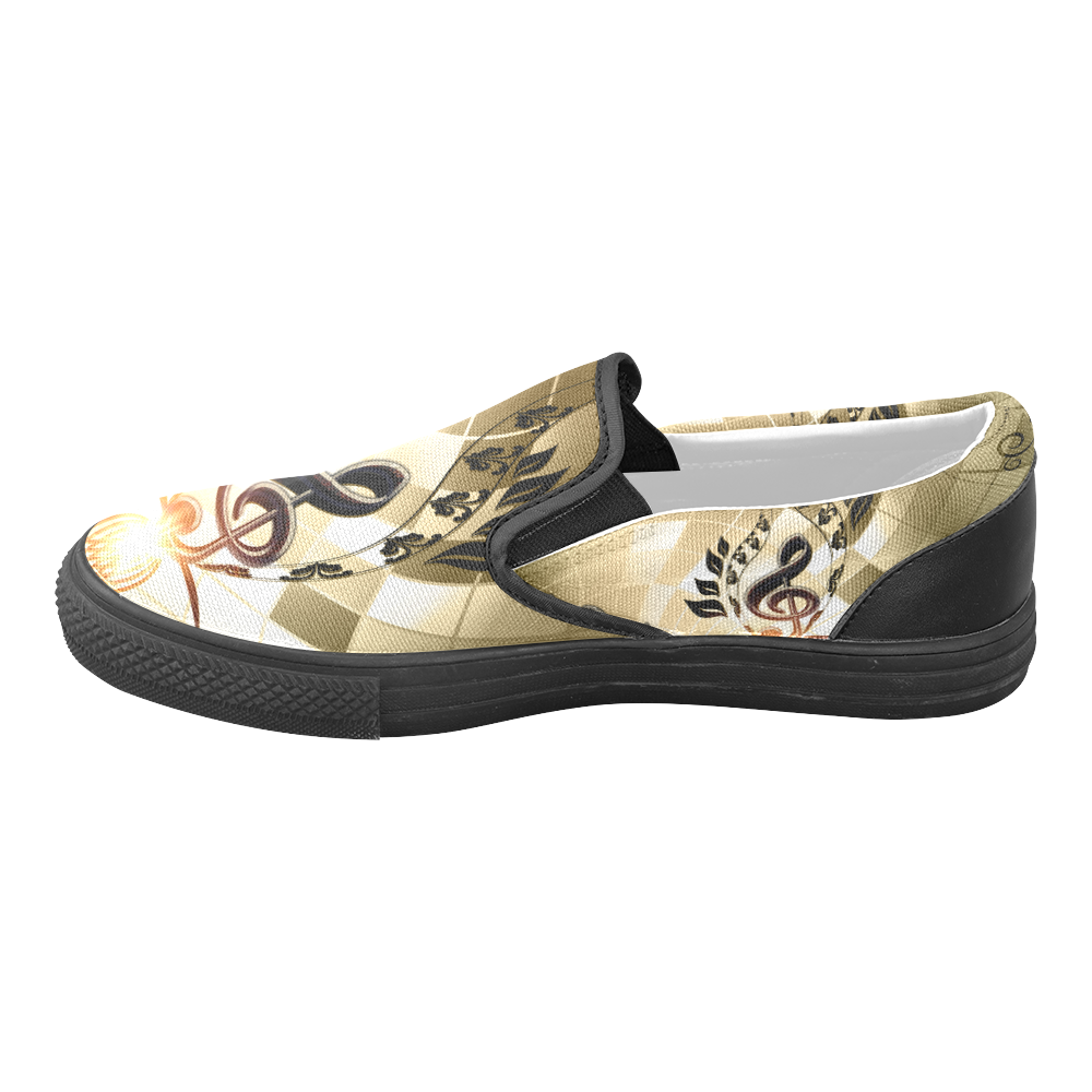 Music, clef Women's Unusual Slip-on Canvas Shoes (Model 019)