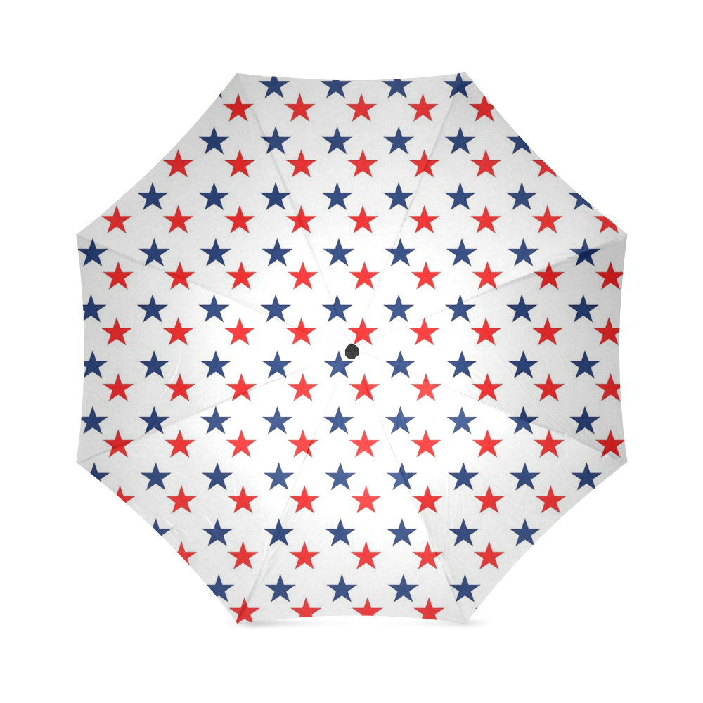 Patriotic Navy Blue Red Stars Foldable Umbrella (Model U01)