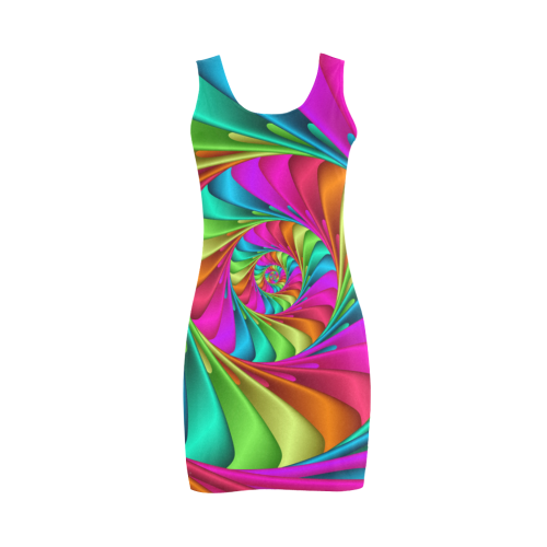 Psychedelic Rainbow Spiral Medea Vest Dress (Model D06)