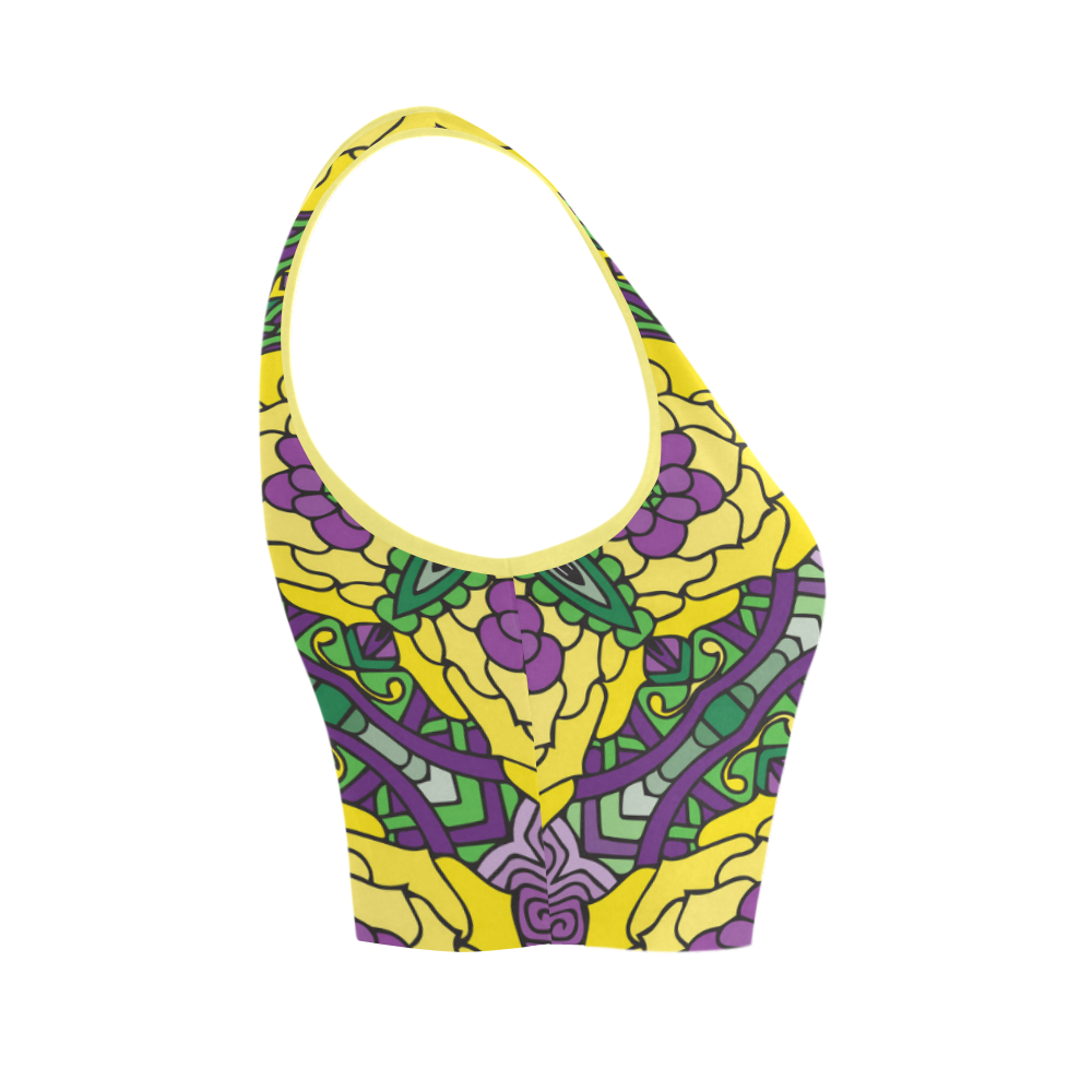 Mariager, Mardi Gras yellow purple green Women's Crop Top (Model T42)