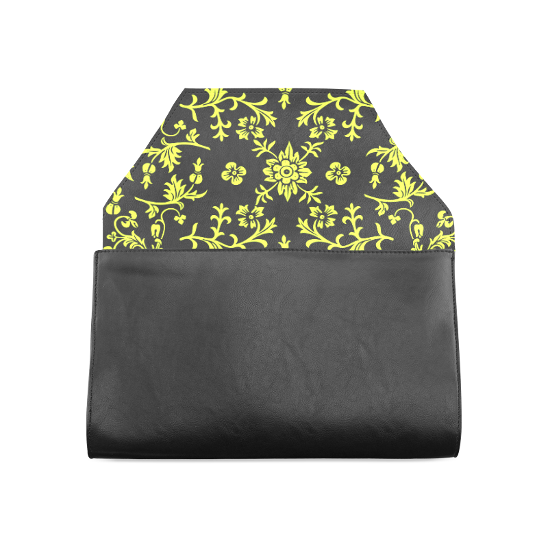 Floral pattern lime & black VAS2 Clutch Bag (Model 1630)