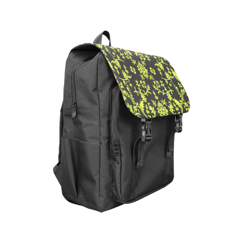 Floral pattern lime & black VAS2 Casual Shoulders Backpack (Model 1623)