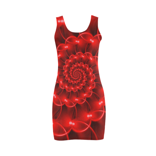 Glossy Red Spiral Fractal Medea Vest Dress (Model D06)