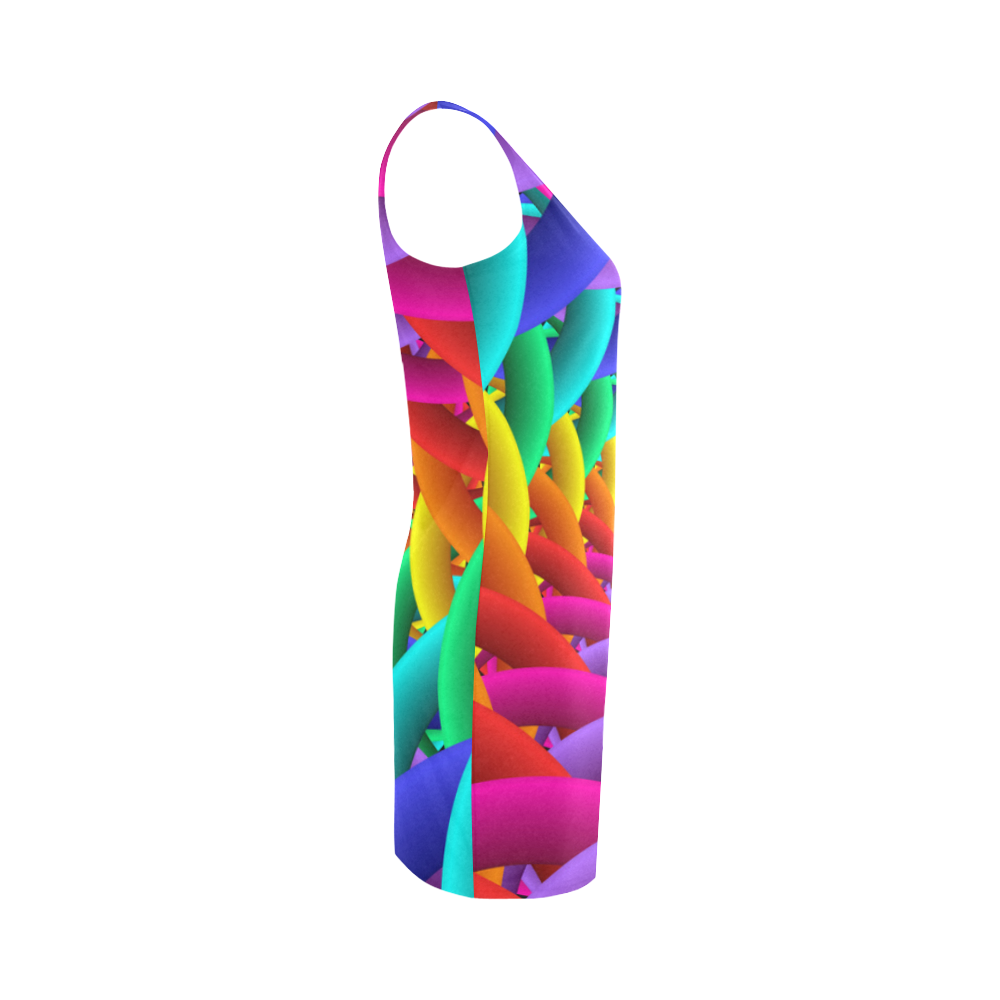 Psychedelic Rainbow Spiral Medea Vest Dress (Model D06)