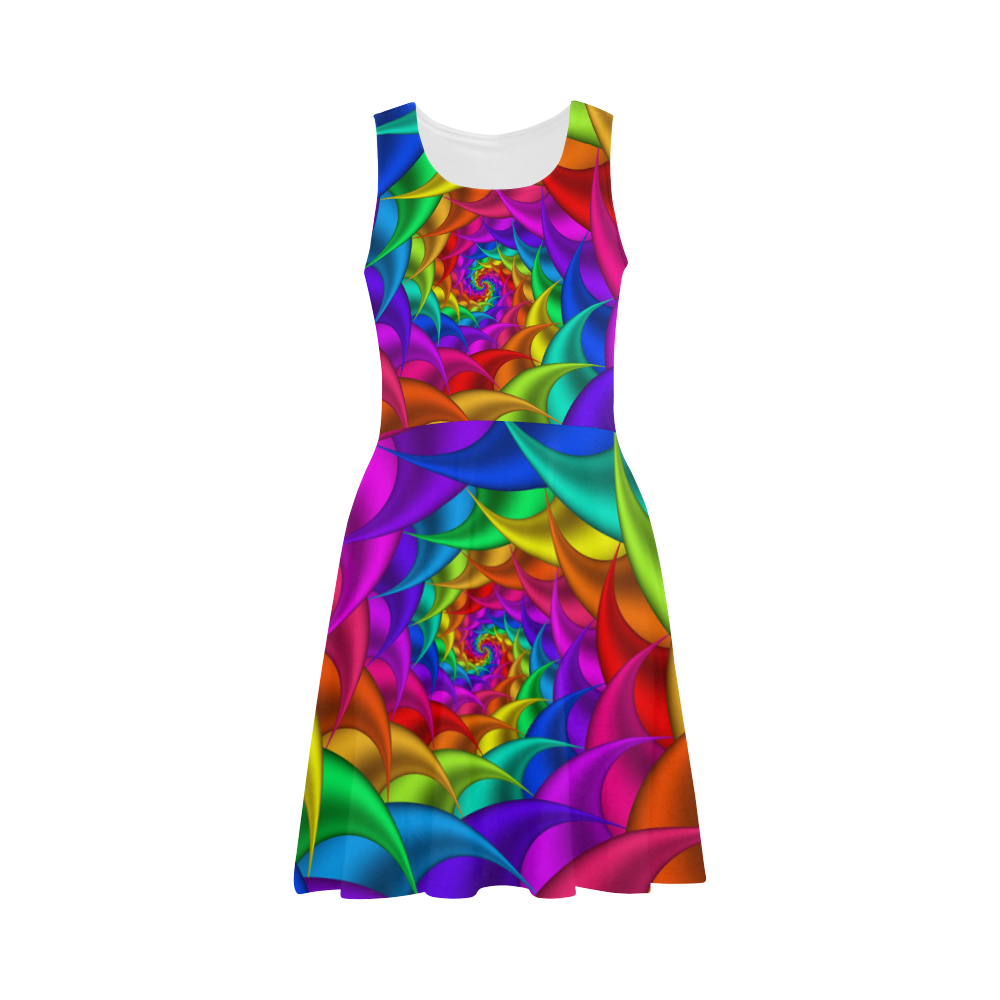 Psychedelic Rainbow Spiral Atalanta Sundress (Model D04)