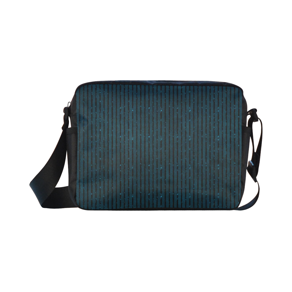 Turquoise Glitter Stripe Classic Cross-body Nylon Bags (Model 1632)