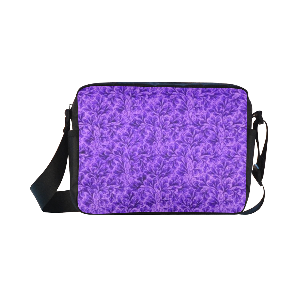 Vintage Floral Lace Leaf Amethyst Purple Classic Cross-body Nylon Bags (Model 1632)