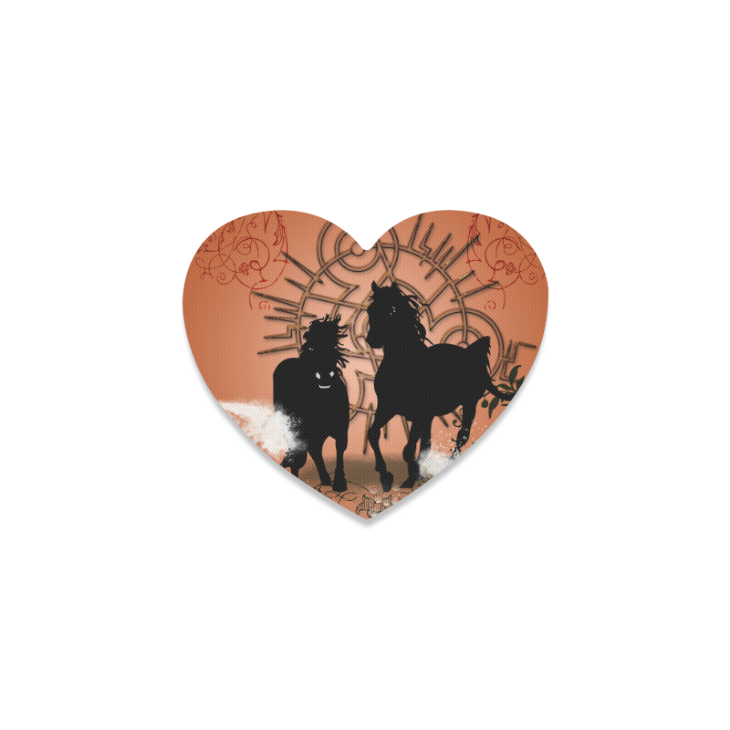 Black horses Heart Coaster