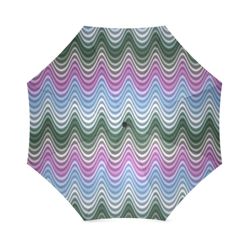 Green Purple Blue Waves Foldable Umbrella (Model U01)