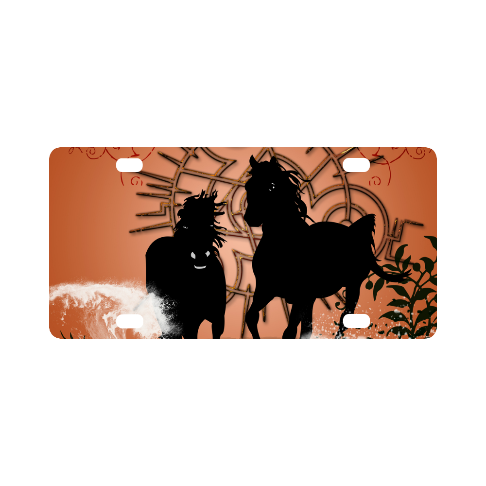 Black horses Classic License Plate