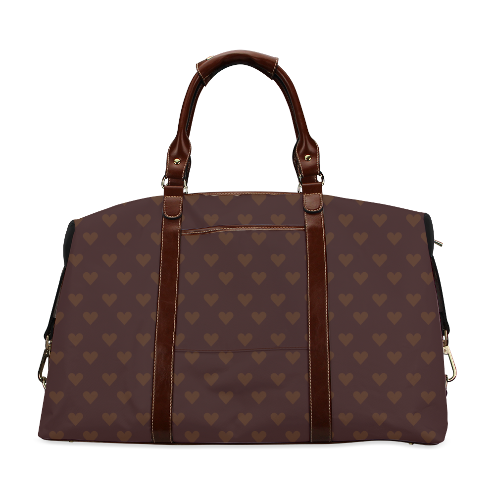 Coffee brown heart pattern VAS2 Classic Travel Bag (Model 1643)