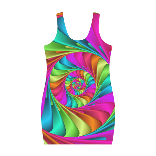 Psychedelic Rainbow Spiral Medea Vest Dress (Model D06)