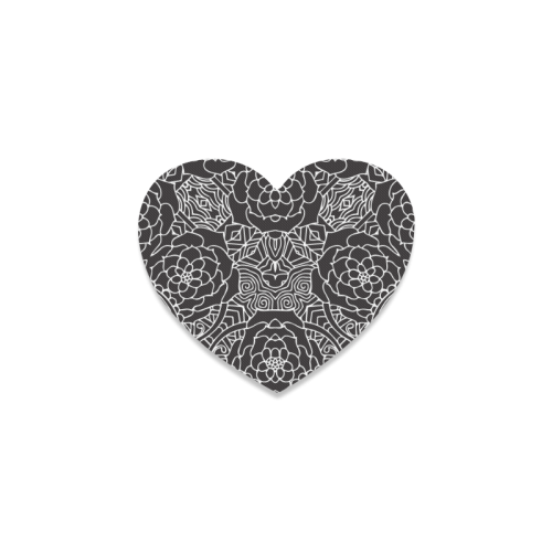 Mariager-Black & White- rose flowers Heart Coaster