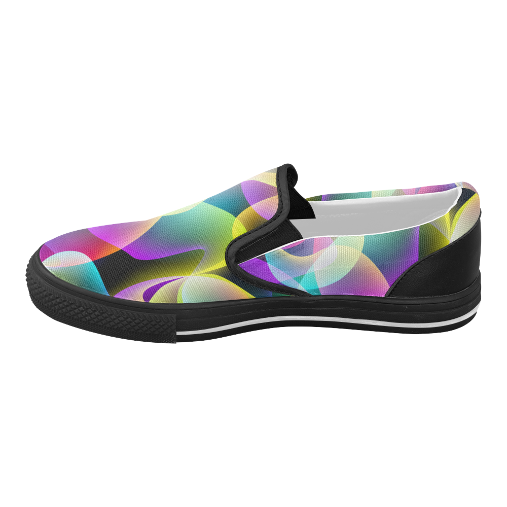 glowing swirls Women's Slip-on Canvas Shoes (Model 019)