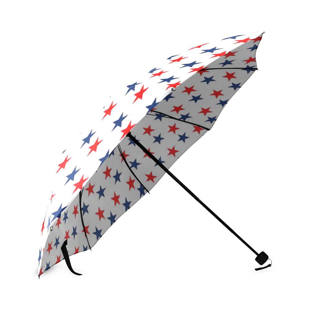 Patriotic Navy Blue Red Stars Foldable Umbrella (Model U01)