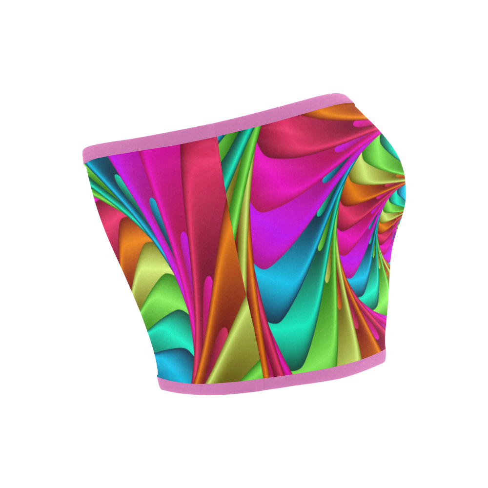 Psychedelic Rainbow Spiral Bandeau Top