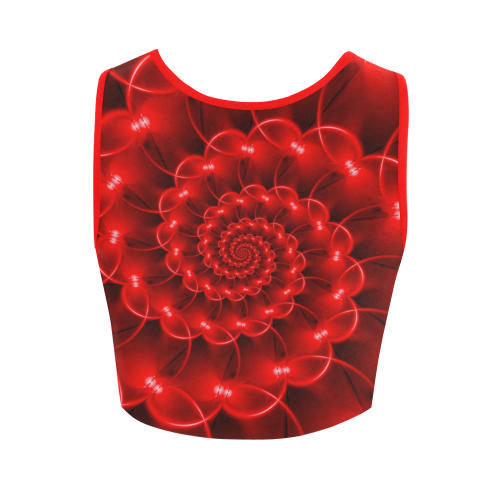 Glossy Red Spiral Fractal Women's Crop Top (Model T42)
