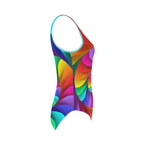 Psychedelic Rainbow Spiral Vest One Piece Swimsuit (Model S04)