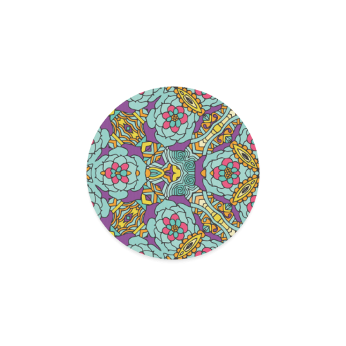 Mariager-bold flowers,blue,purple,yellow floral Round Coaster