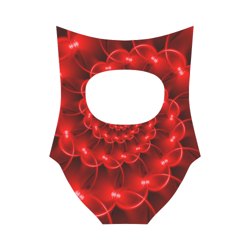 Glossy Red Spiral Fractal Strap Swimsuit ( Model S05)