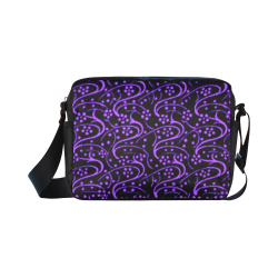 Vintage Swirl Floral Purple Black Classic Cross-body Nylon Bags (Model 1632)