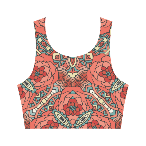 Mariager, Pale Red Rose flowers Women's Crop Top (Model T42)