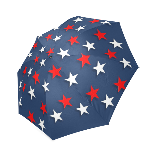 Navy Red White Stars Foldable Umbrella (Model U01)