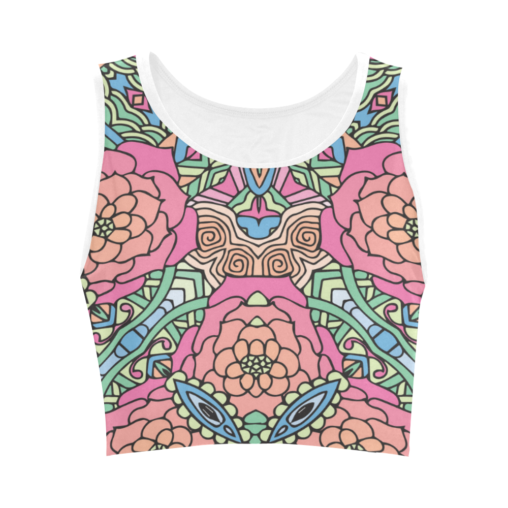 Mariager-Carnival colors-rose flowers Women's Crop Top (Model T42)