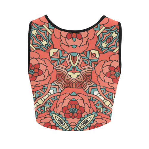 Mariager, Pale Red Rose flowers Women's Crop Top (Model T42)
