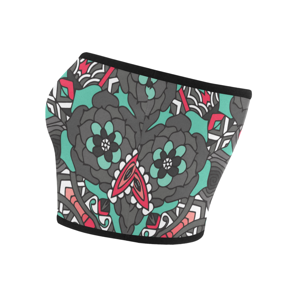 Mariager - black pink & teal - rose flowers Bandeau Top