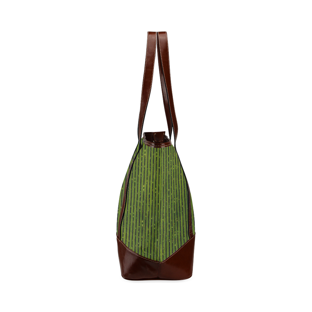 Green Glitter Stripe Tote Handbag (Model 1642)