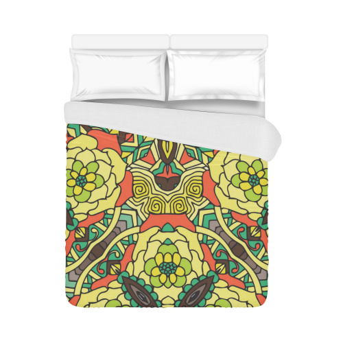 Mariger, Retro Yellow orange and green rose Duvet Cover 86"x70" ( All-over-print)