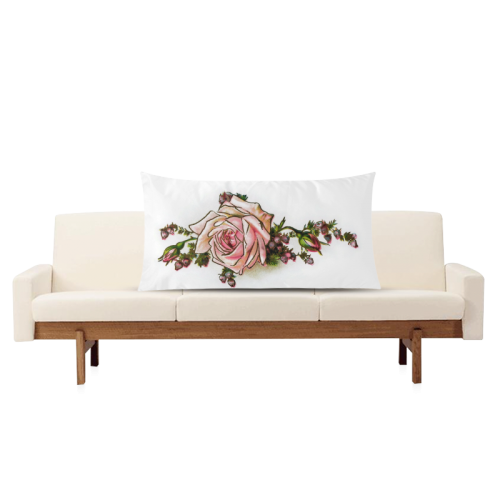 Vintage Rose Floral Rectangle Pillow Case 20"x36"(Twin Sides)