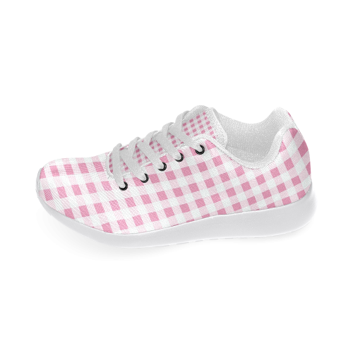 Petal Pink Gingham Women’s Running Shoes (Model 020)