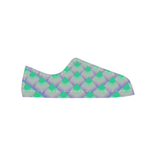 3D Geometric Green Pyramids Men's Classic Canvas Shoes (Model 018)