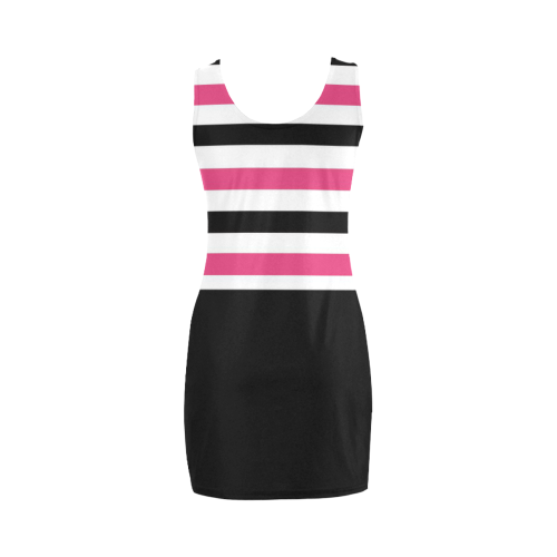 black pink and white stripes Medea Vest Dress (Model D06)