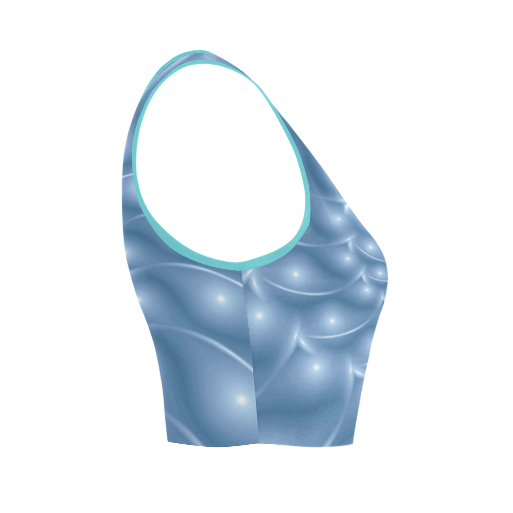 Glossy Light Blue Spiral Fractal Women's Crop Top (Model T42)