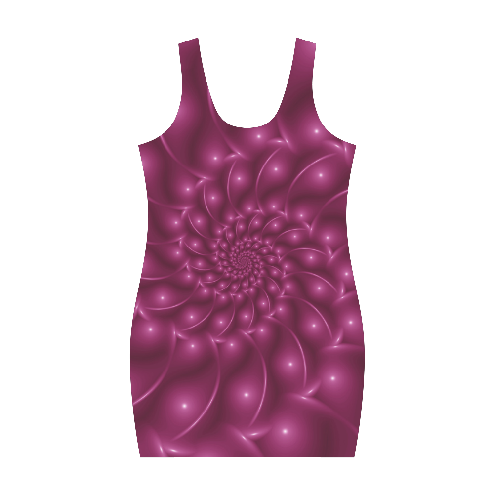 Glossy Plum Pink Spiral Fractal Medea Vest Dress (Model D06)