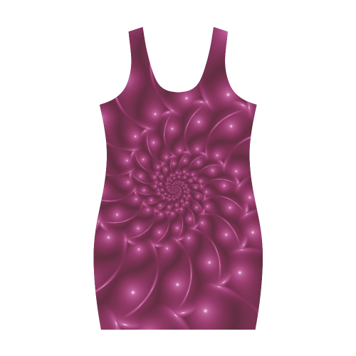Glossy Plum Pink Spiral Fractal Medea Vest Dress (Model D06)