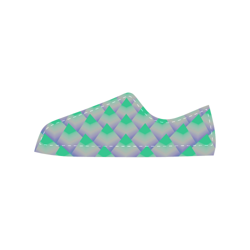 3D Geometric Green Pyramids Men's Classic Canvas Shoes (Model 018)