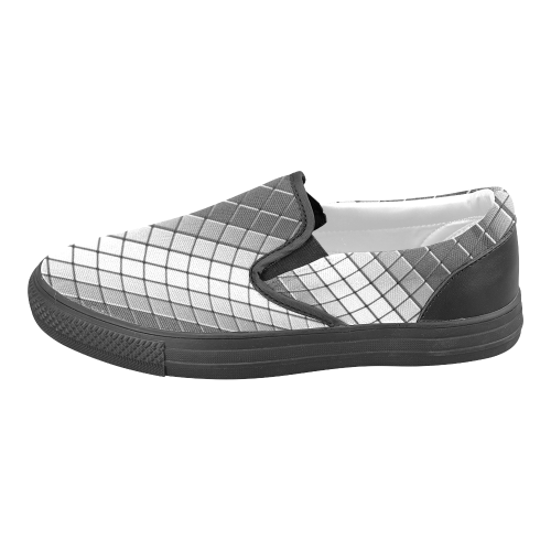 Abstract 3d Silver Chrome Cubes Women's Unusual Slip-on Canvas Shoes (Model 019)