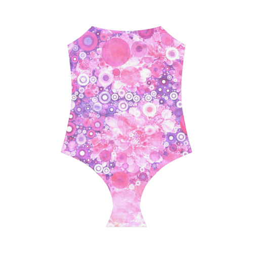 lovely allover ring shapes flowers hot  pink Strap Swimsuit ( Model S05)