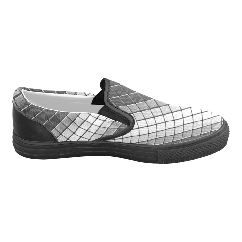 Abstract 3d Silver Chrome Cubes Men's Unusual Slip-on Canvas Shoes (Model 019)