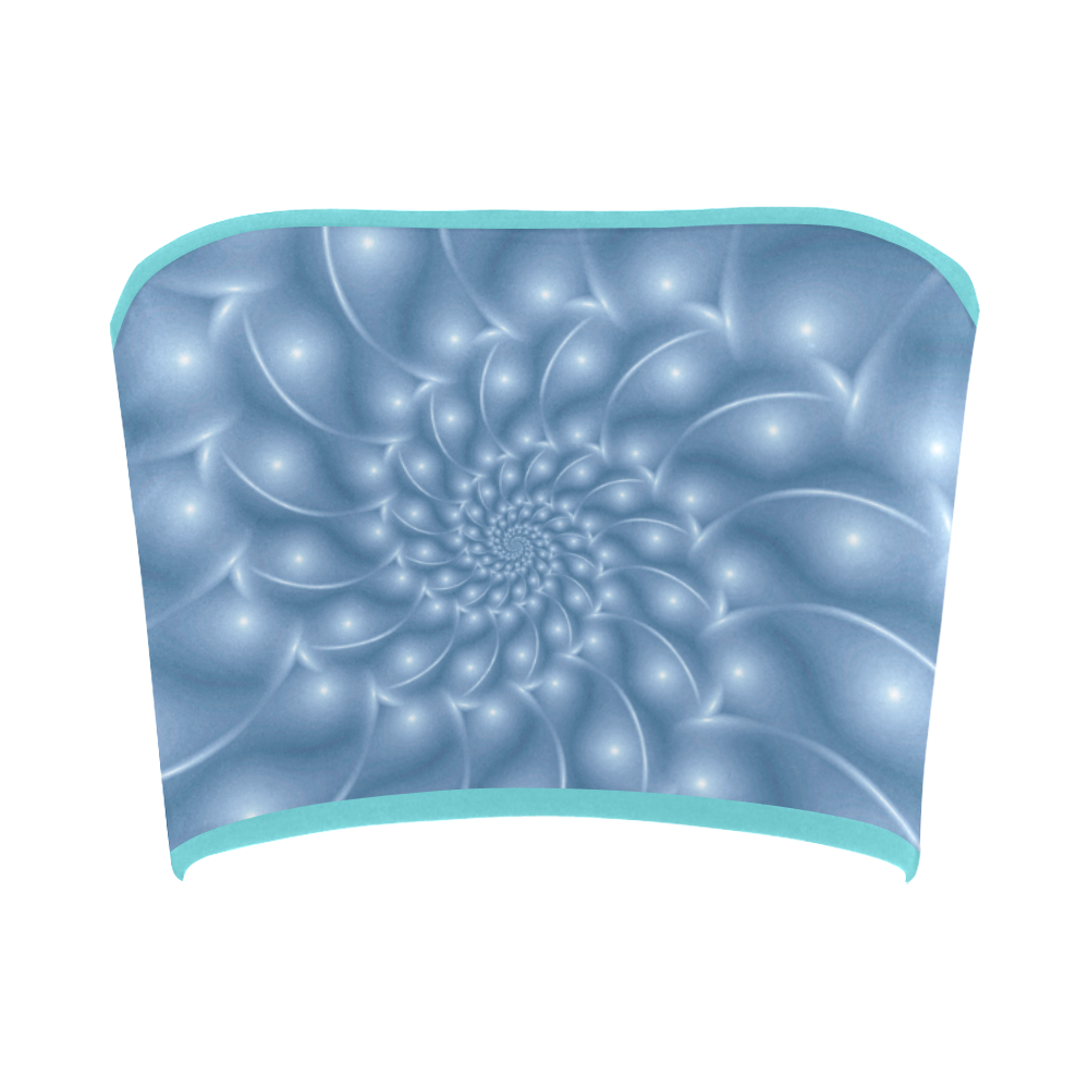 Glossy Light Blue Spiral Fractal Bandeau Top