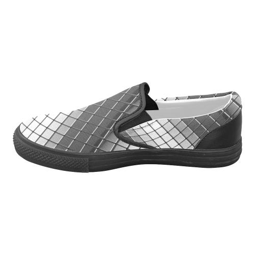Abstract 3d Silver Chrome Cubes Women's Unusual Slip-on Canvas Shoes (Model 019)