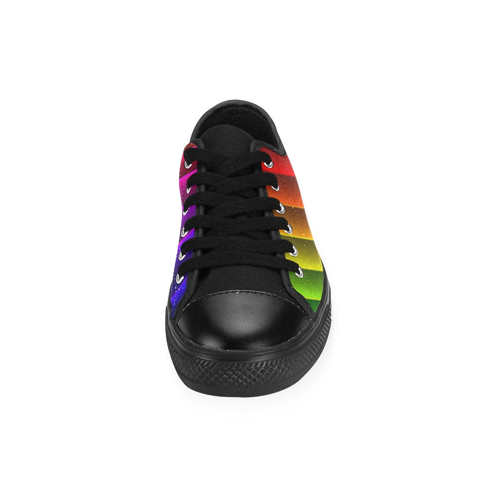 Glossy Rainbow Stripes Men's Classic Canvas Shoes (Model 018)