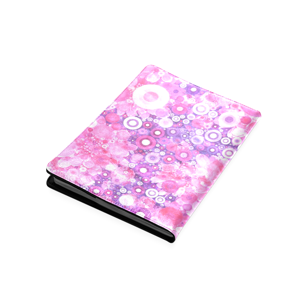 lovely allover ring shapes flowers hot  pink Custom NoteBook B5